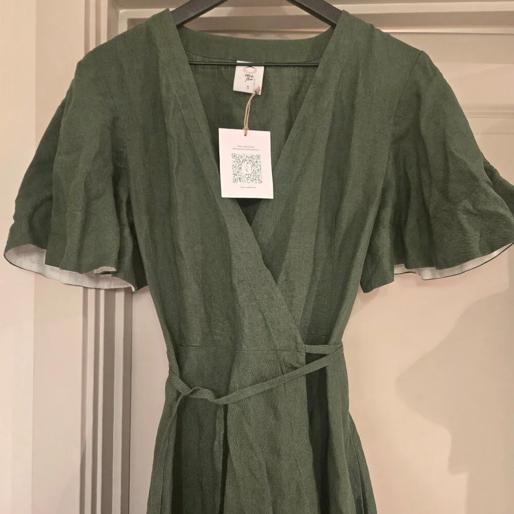 Son de Flor linen wrap dress - Picture 4 of 4